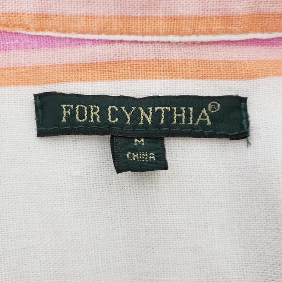 For Cynthia Rowley Popover Tunic Top Women M Linen blend Roll up sleeve Pockets - Picture 9 of 10